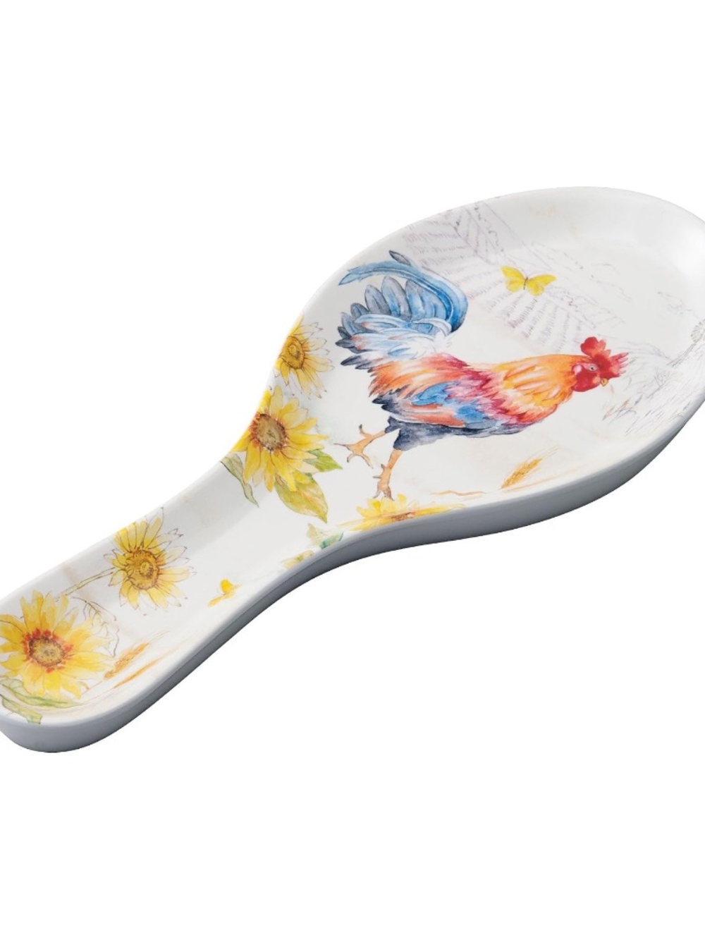 Sunshine Rooster Melamine Spoon Rest, Cooking Spoon Holder for Stove Top,